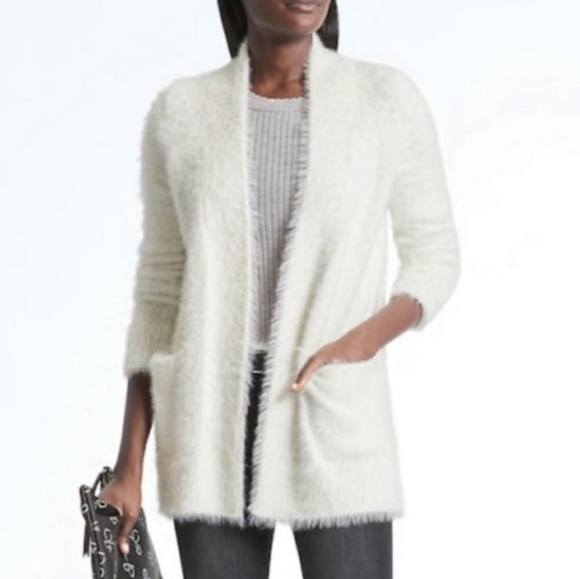 Banana Republic Sweaters - Banana Republic Ivory Eyelash Fuzzy Cardigan
